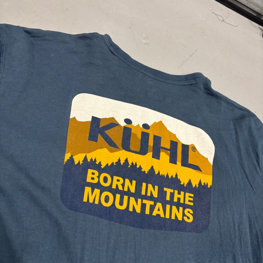 Kuhl Wildfibre Organic Cotton Pocket T-Shirt Blue Born In The Mountains XXL
